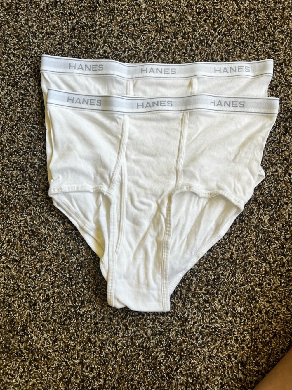 Hanes White Men's Cotton Briefs with Branded Waistband - 2 Pack